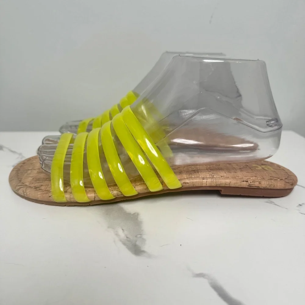 Womens‎ Slides Sandals BC Born in California Cork Neon Yellow Size 10 - Picture 2 of 7